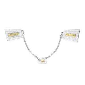 Silver and Gold Kotel Name Tallit Clip - Baltinester Jewelry