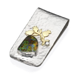 silver and gold roman glass money clip