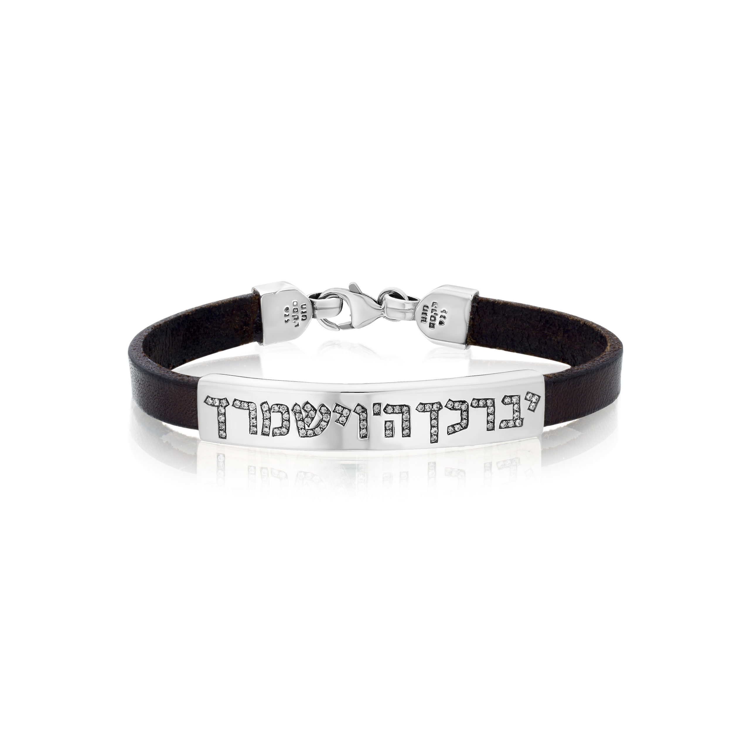 Priestly Blessing Bracelet in Leather and CZ Studded Silver