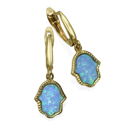 Opal Hamsa Earrings