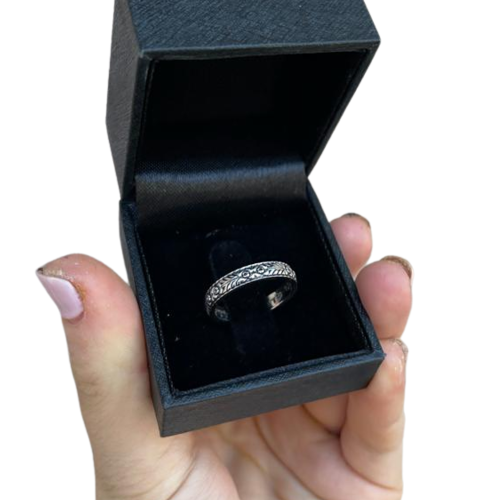 14K White Gold Floral Wedding Ring