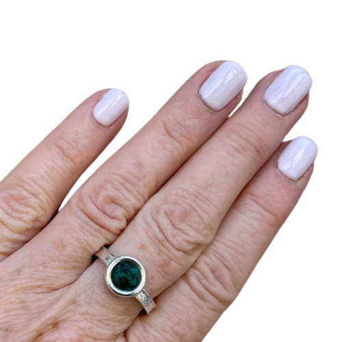 Silver and Roman Glass Solar Ring