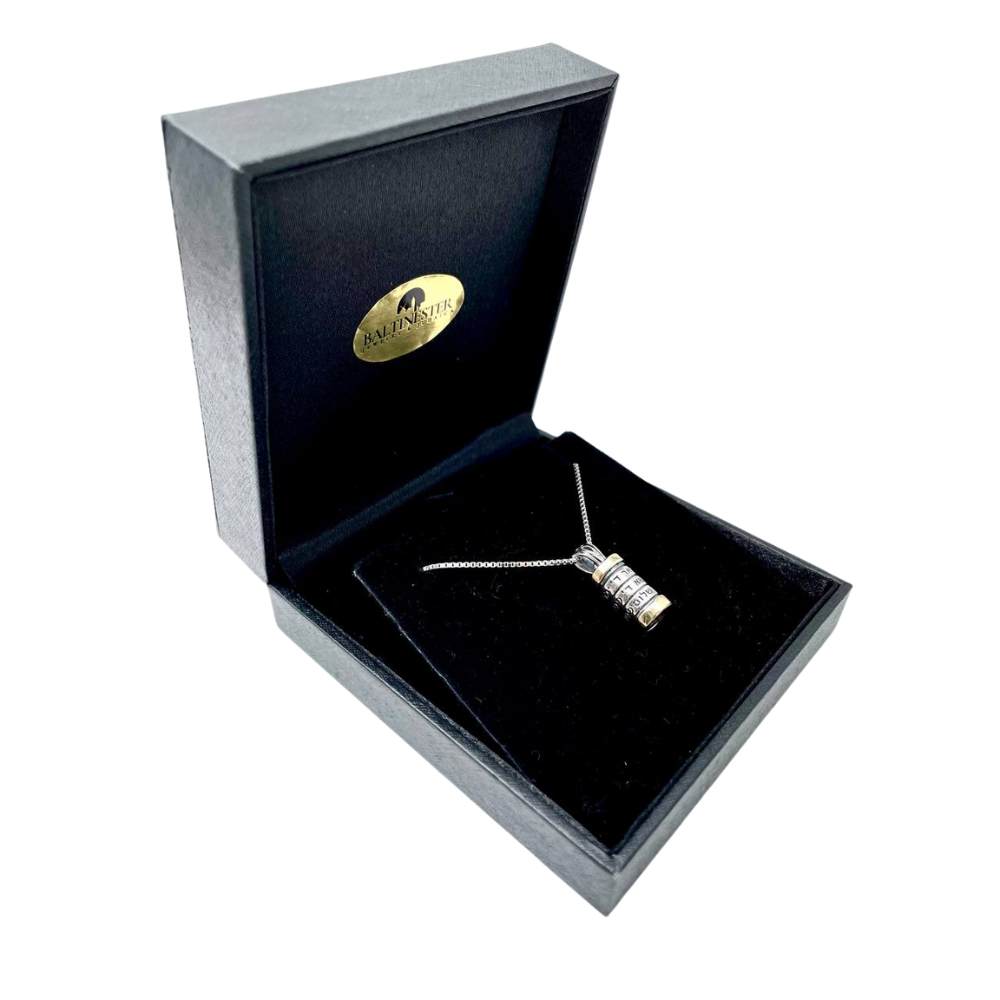 9K Gold and Silver Priestly Blessing Mezuzah Pendant Necklace Set