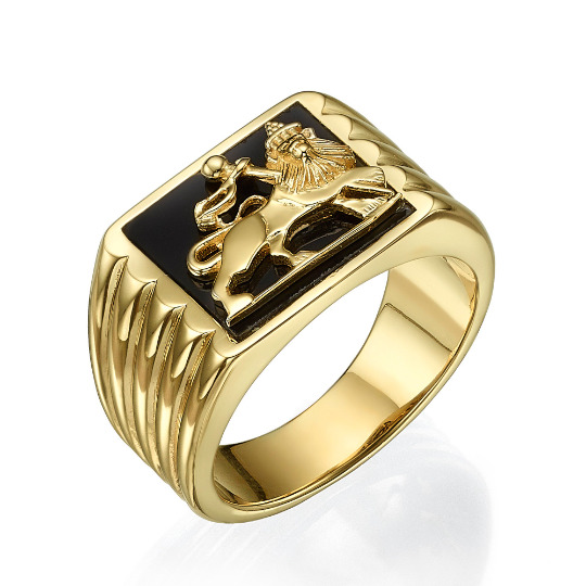 wereld Muildier Technologie Bob Marley Style 14K Yellow Gold & Onyx Lion of Judah Ring
