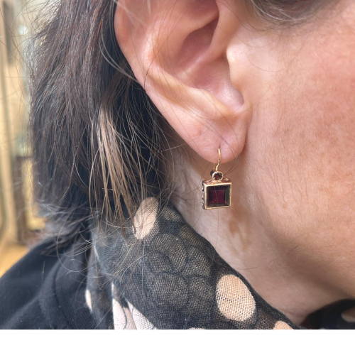 14k Rose Gold Earrings with Garnet