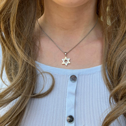 14K Two Tone Gold Thick Star of David Pendant
