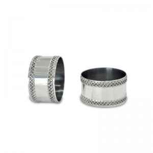 Personalized Silver Napkin Rings with Filigree Borders
