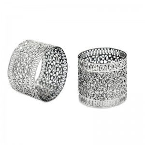 Personalized Silver Napkin Rings with Filigree