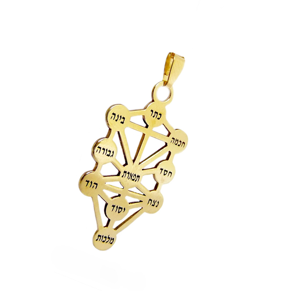 Kabbala Jewish Tree Of Life Judaica Necklace Pendant Silver 10 Shephirot 