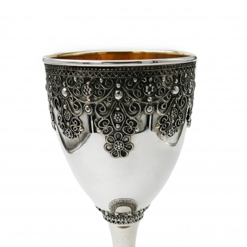 Silver filigree Kiddush cup