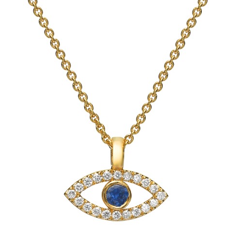 Diamond Sapphire Evil Eye Necklace
