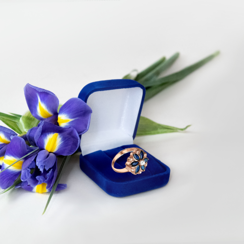 14K Rose Gold Vintage Style Ring with Sapphires and Pearls