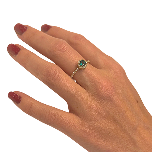 Emerald & Diamond 3 Stone Ring in 14K Gold