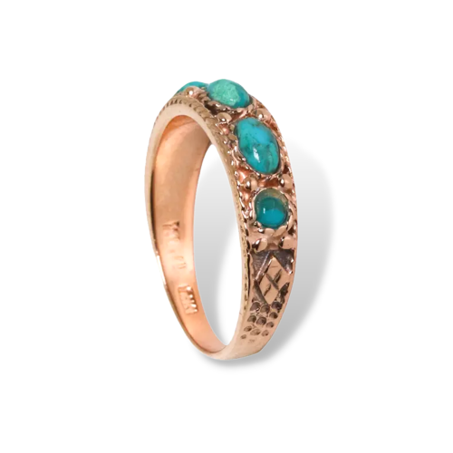 Vintage Style 14K Rose Gold Turquoise Ring