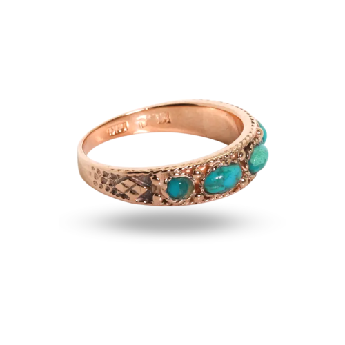 Vintage Style 14K Rose Gold Turquoise Ring