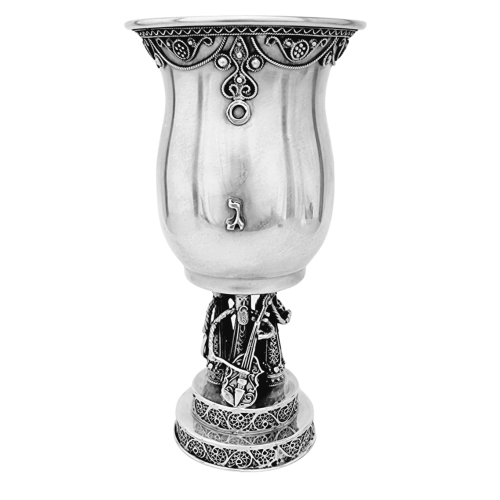 Sterling Silver Kiddush Cup with Hasidic Musician
