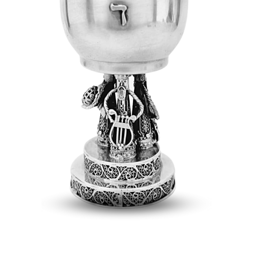 Sterling Silver Kiddush Cup with Hasidic Musician
