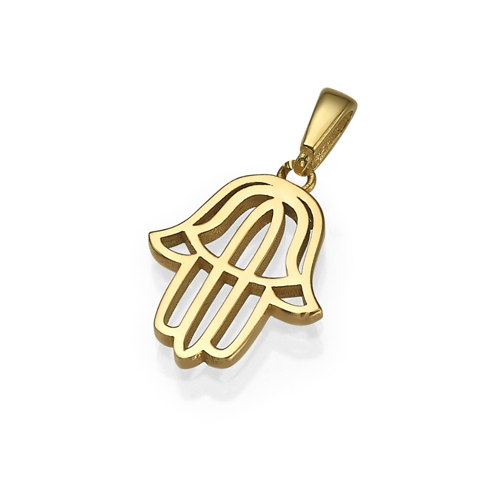 Contemporary Hamsa Cutout Pendant in 14K Gold | Baltinester Jewelry