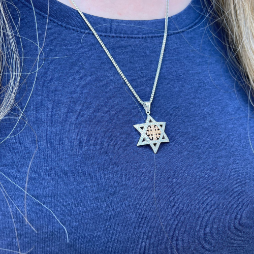 Star of David with Jerusalem Cross Pendant in 14K Gold