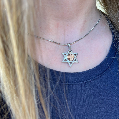 Star of David with Jerusalem Cross Pendant in 14K Gold