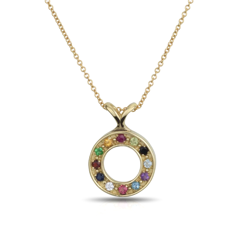 Hoshen Round Pendant and Chain in 14k Gold