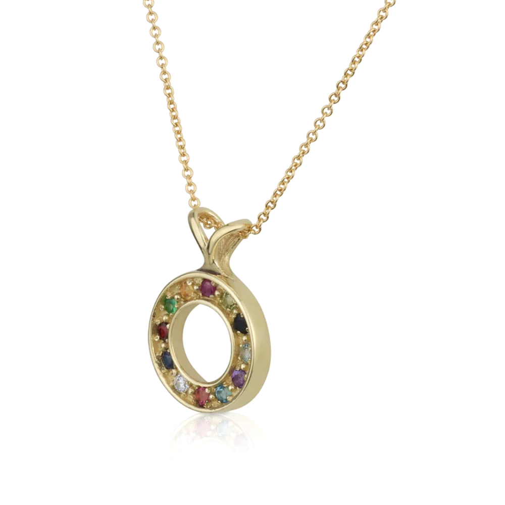 Hoshen Round Pendant and Chain in 14k Gold