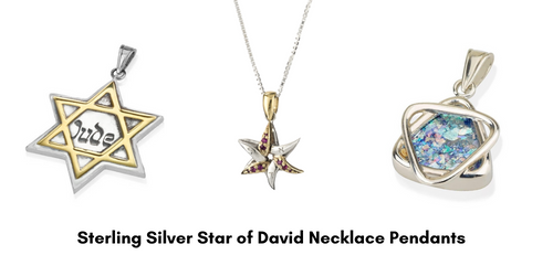 Star of David Necklace Pendants in Sterling Silver