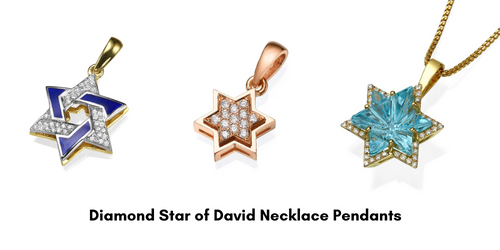 Star of David Necklace Pendants with Diamonds and Gemstones