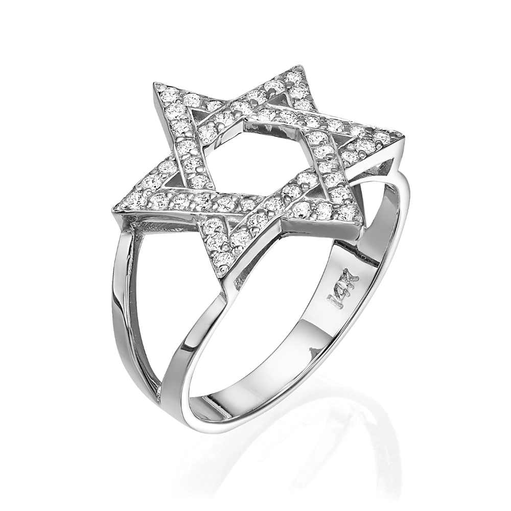 Diamond Enamel Star Of David Ring