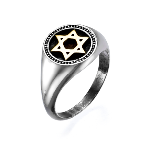Star of David Signet Ring in 14k Gold and Silver
