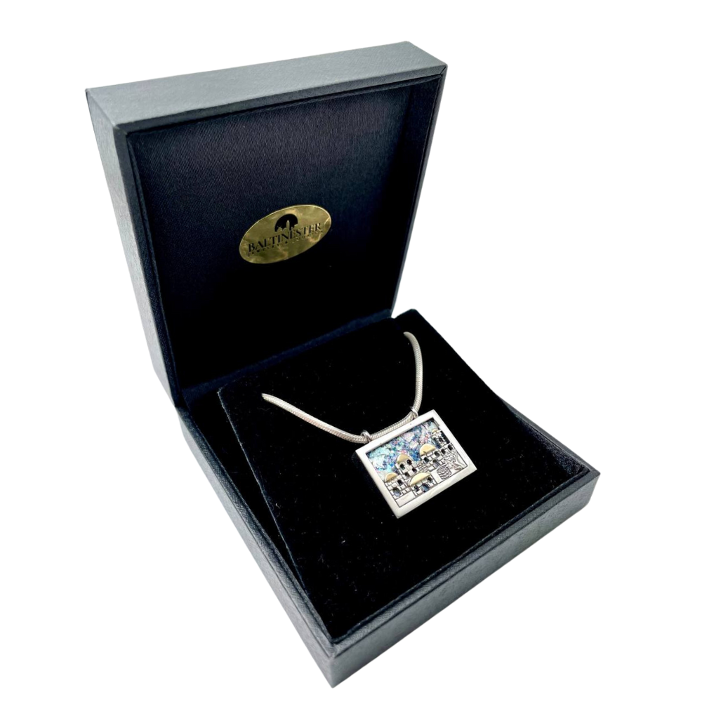 Jerusalem Necklace with Roman Glass in Sterling Silver and Gold