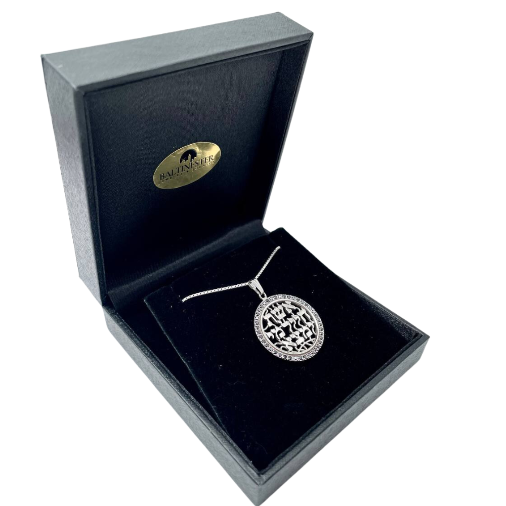 Woman of Valor Pendant in 14K White Gold and Black Diamonds