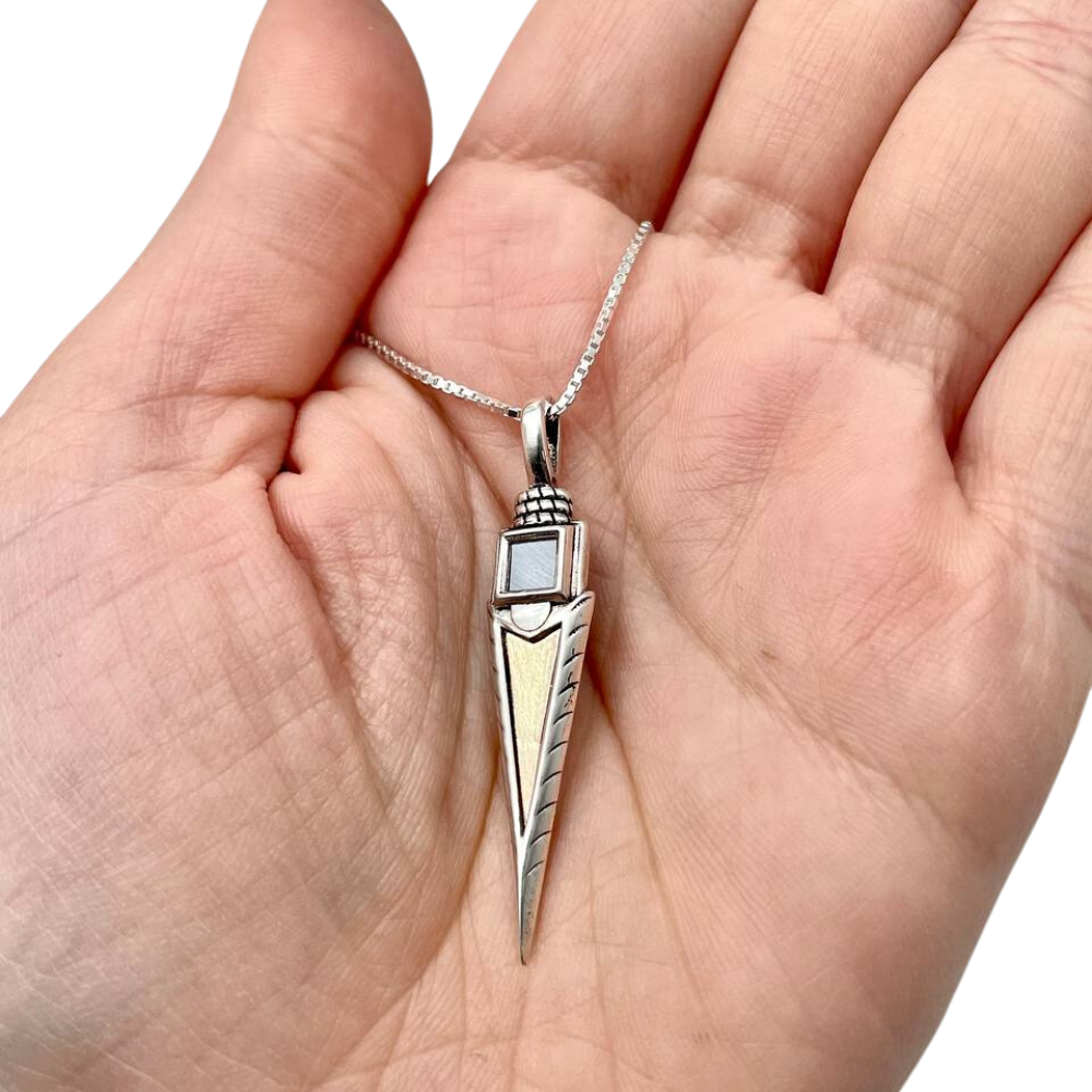Sword Pendant with Nano Bible in Silver and Gold