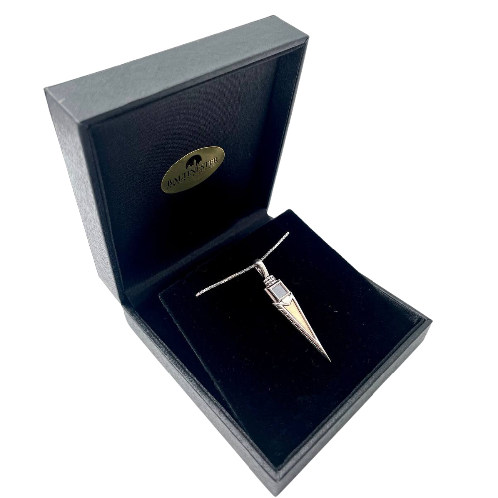 Sword Pendant with Nano Bible in Silver and Gold