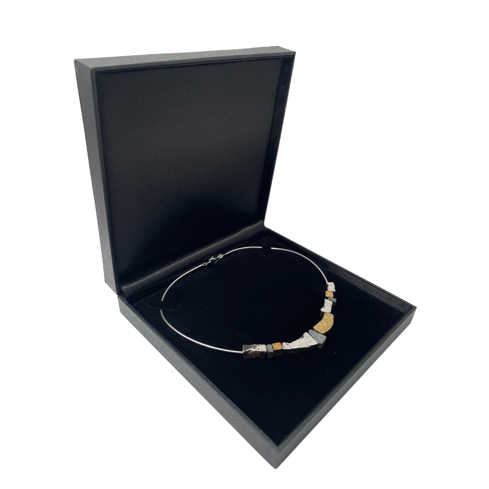 Silver and Gold Plated Crescent Necklace