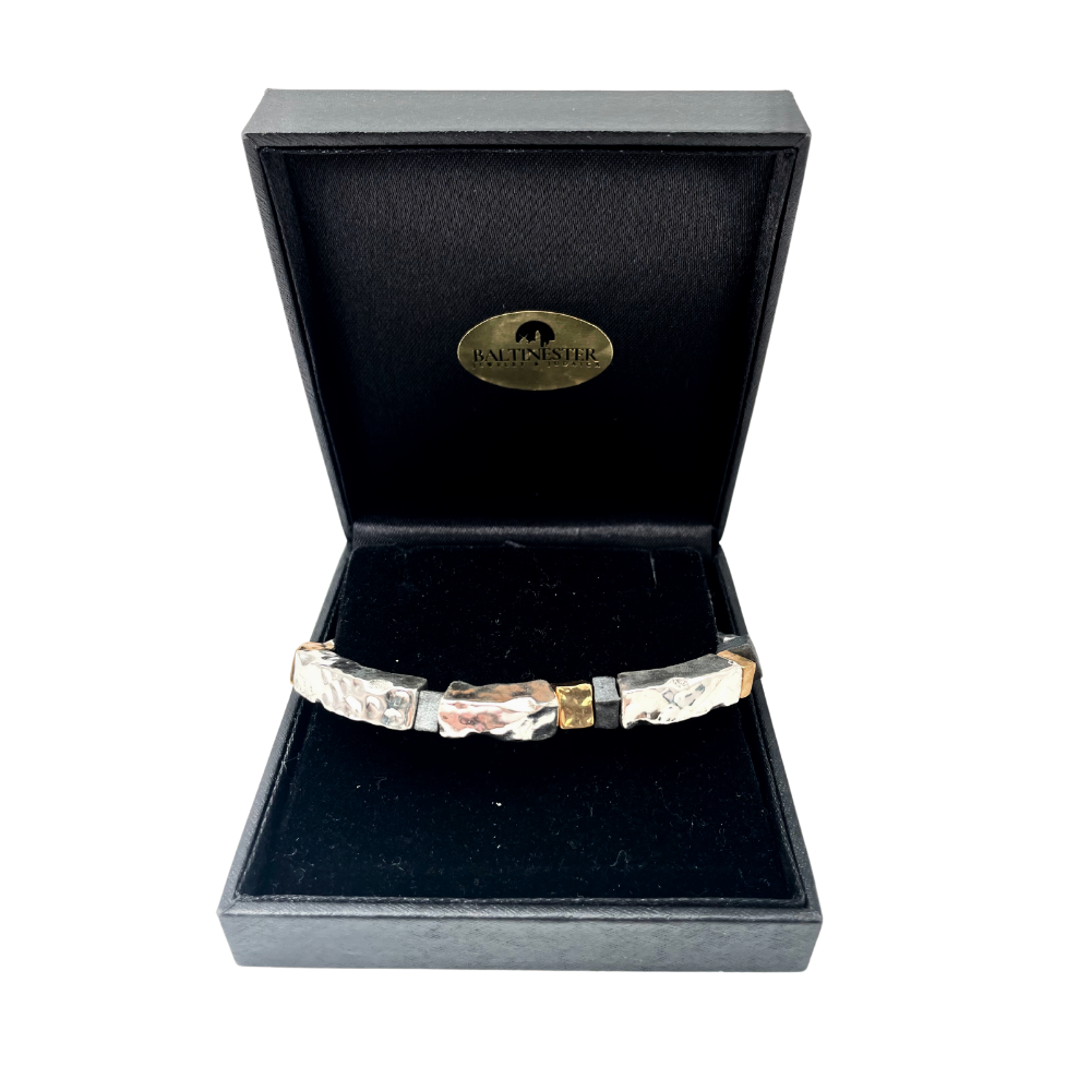 Hammered Silver and Gold Plated Taper Israeli Bracelet