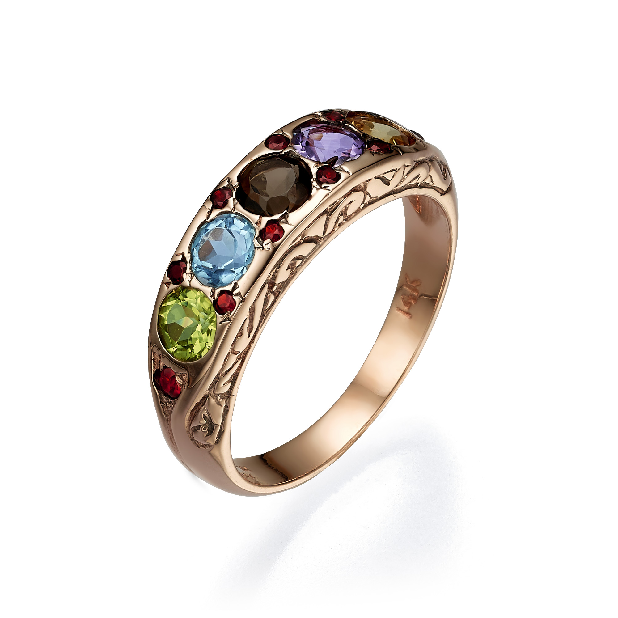 Colorful Gemstone Ring in 14K Rose Gold