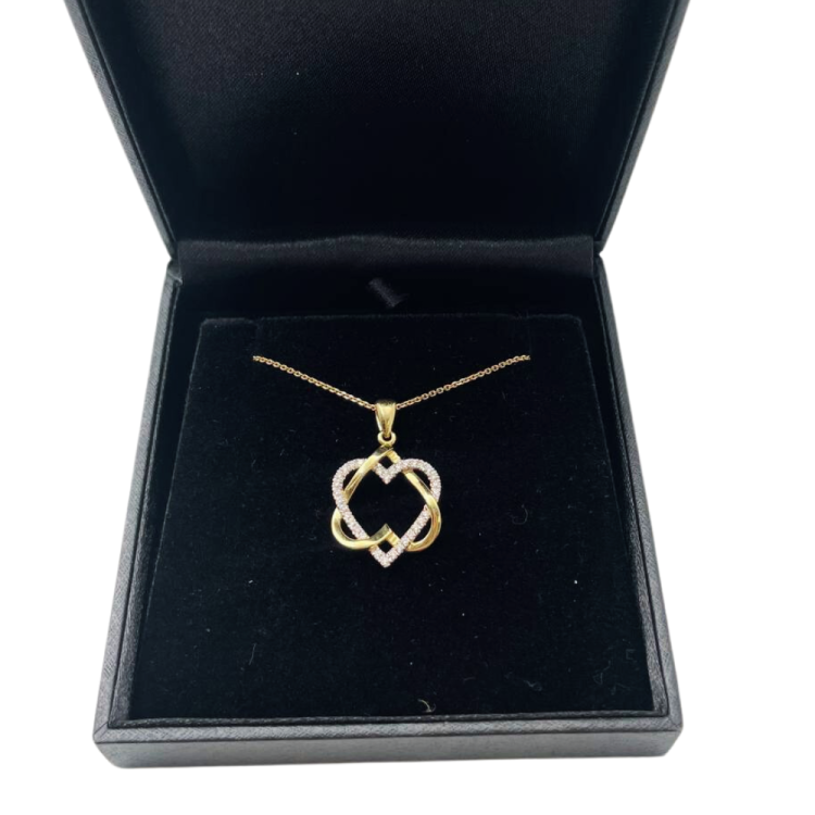Intertwined Hearts Star of David Diamond 14K Gold Pendant