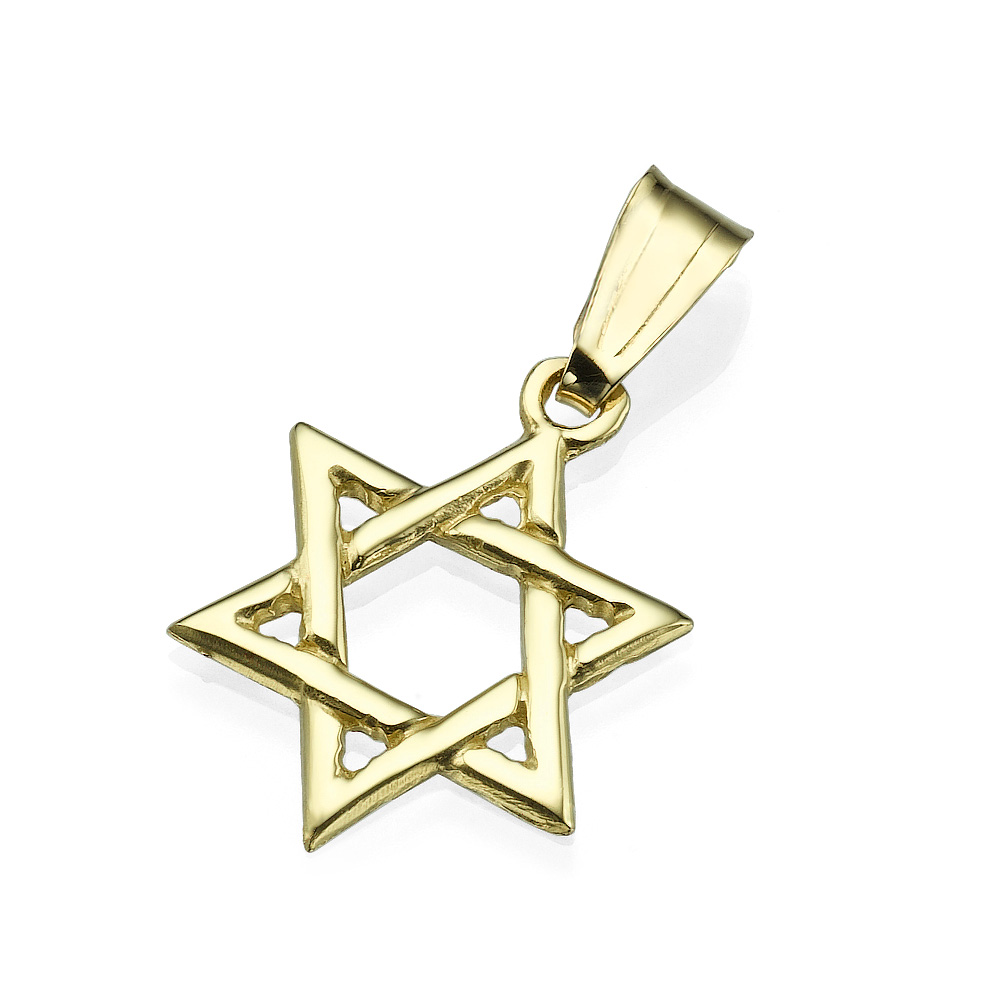 Interwoven Star of David 14k Yellow Gold Pendant