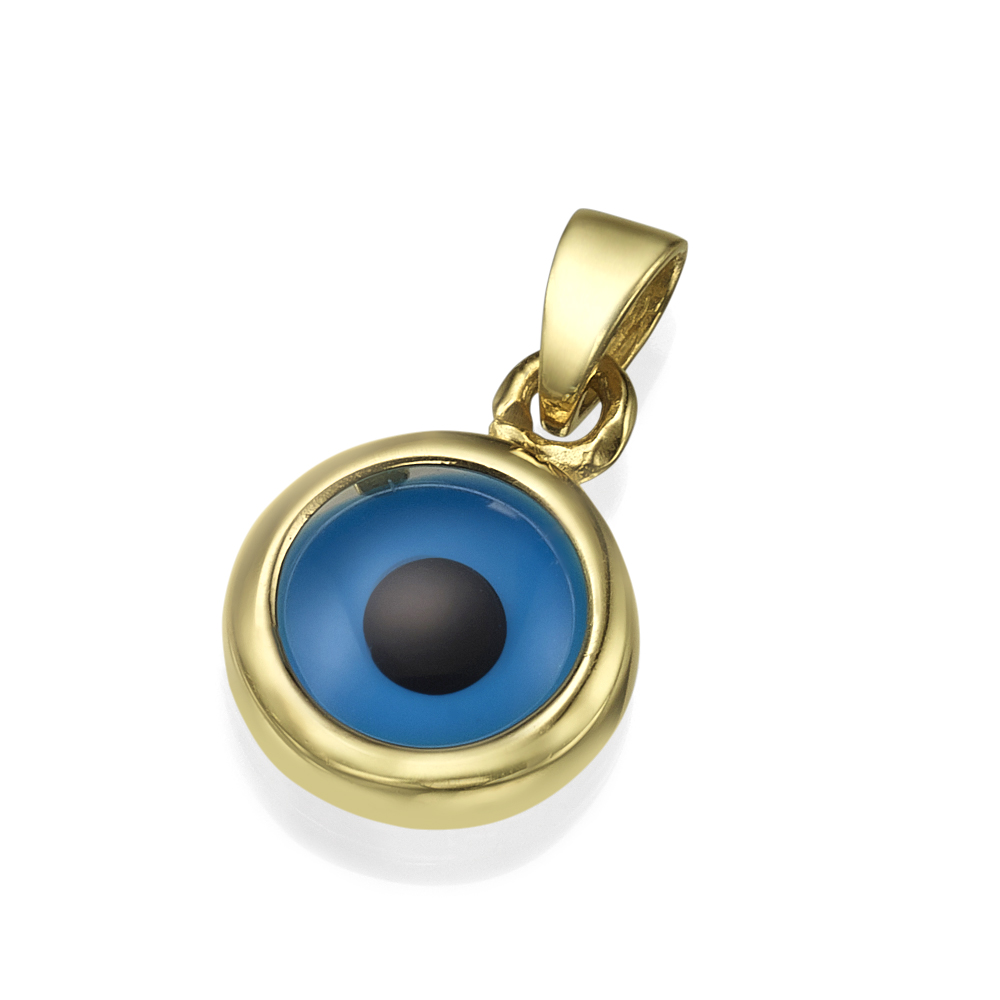 Caribbean Gems - 14k Yellow Gold Diamond Enamel Evil Eye Necklace