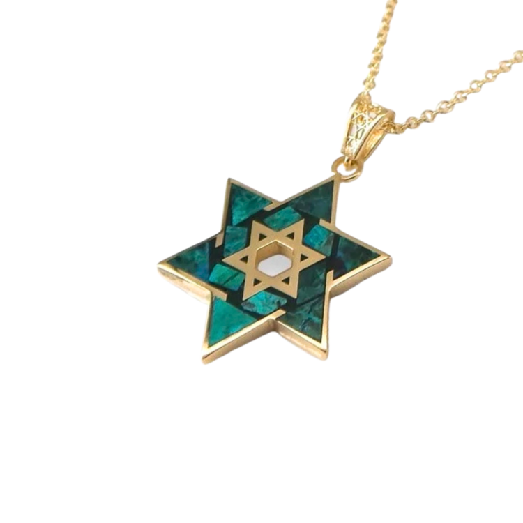 Eilat Star of David Pendant in 14K Gold