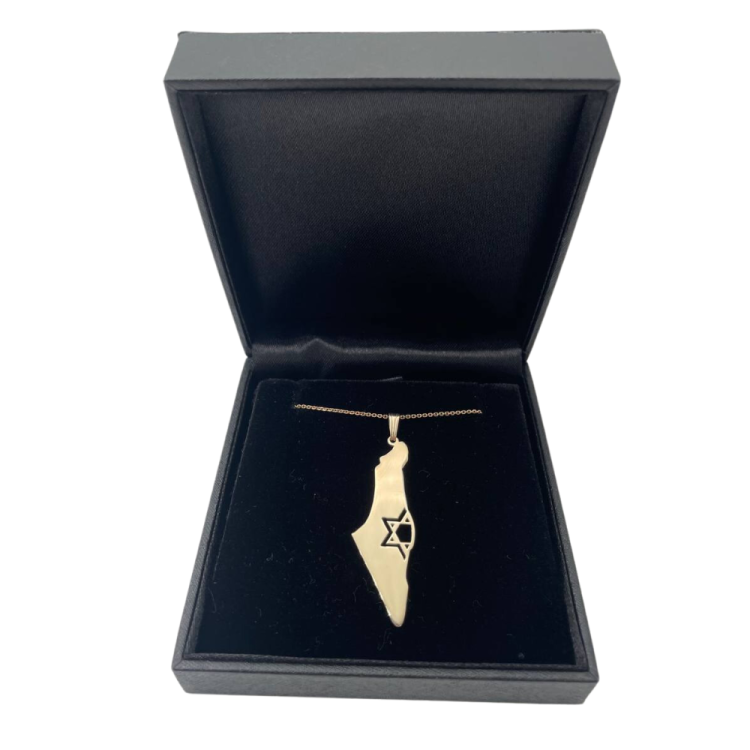 Map of Israel with Star of David 14K Gold Pendant