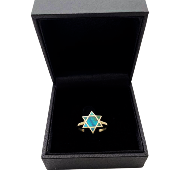 Israeli Eilat Star of David Ring in 14k Gold
