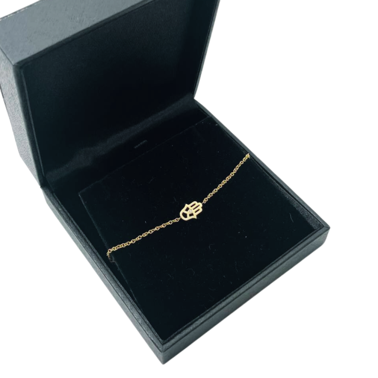 Hamsa Chain Bracelet in 14K Gold and Diamond