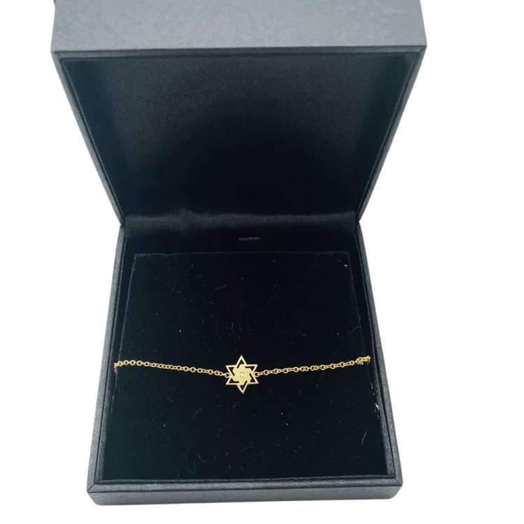Diamond Star of David Chain Bracelet in 14K Gold
