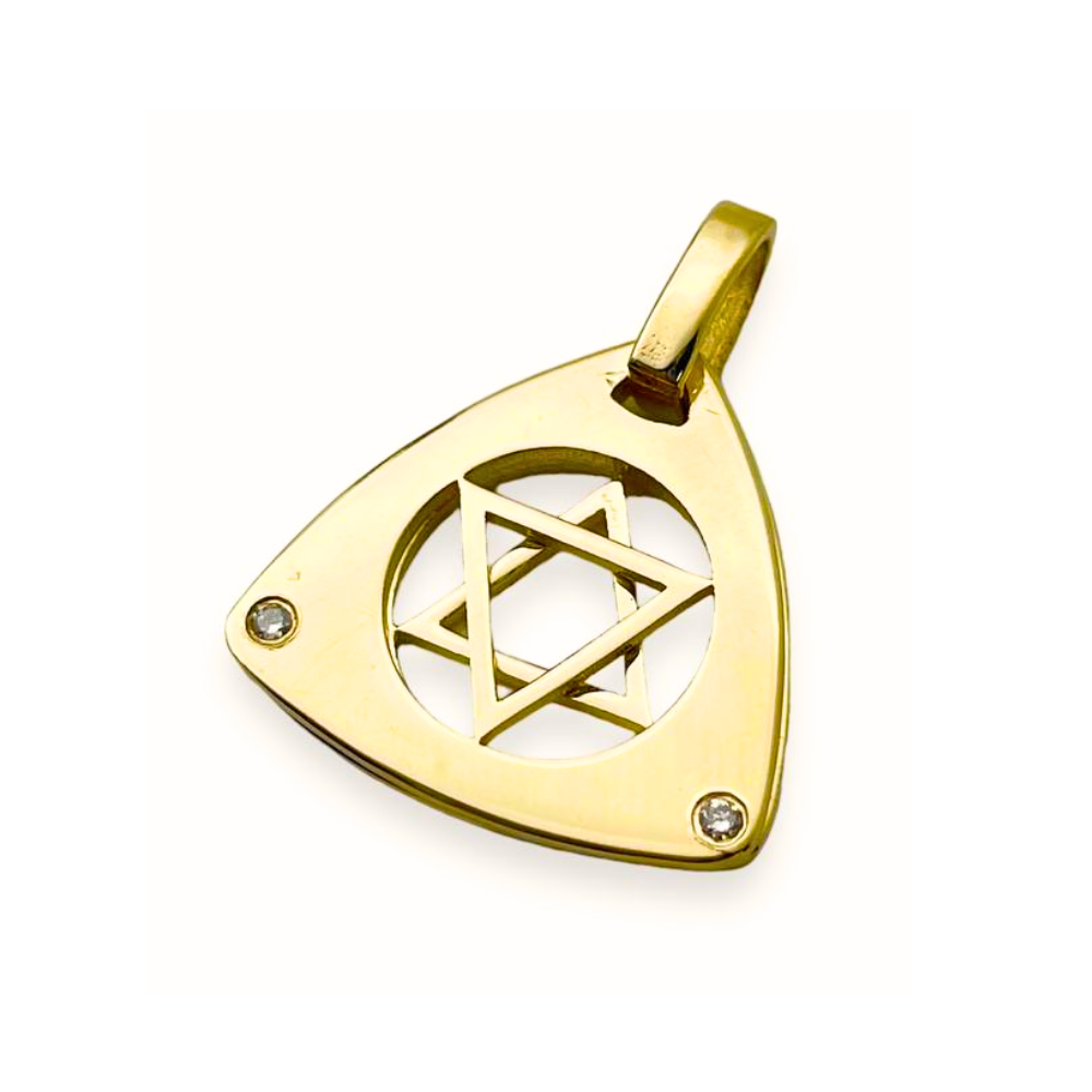 Dual Layered Star of David Diamond 14K Gold Pendant