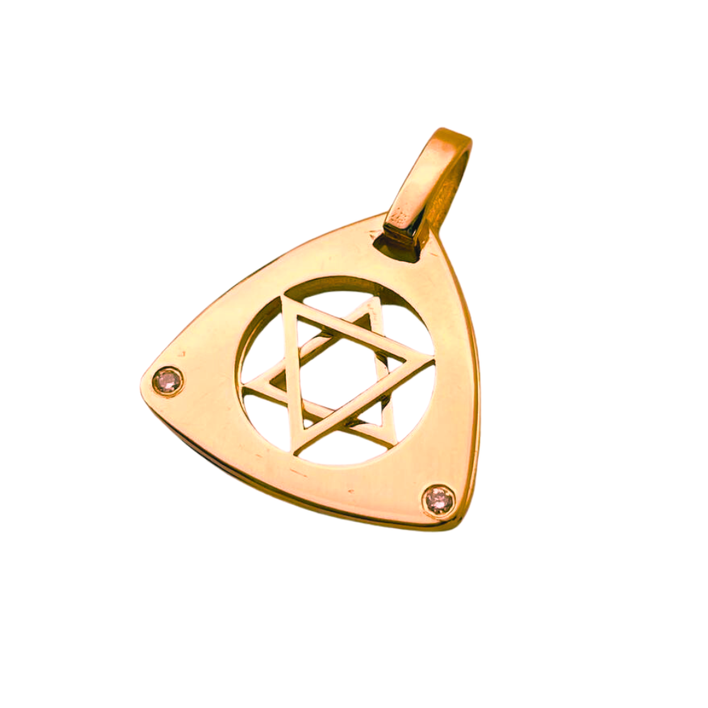 Dual Layered Star of David Diamond 14K Gold Pendant