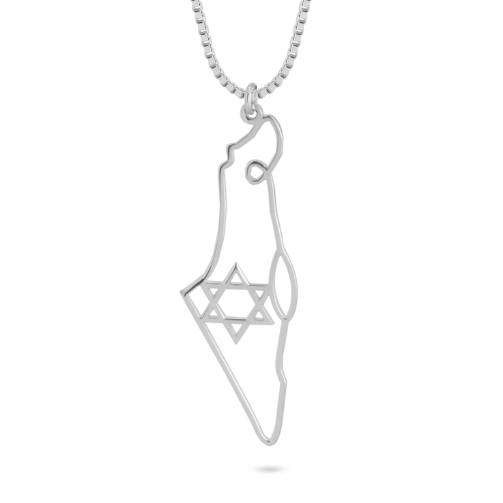 Map of Israel Silver Necklace