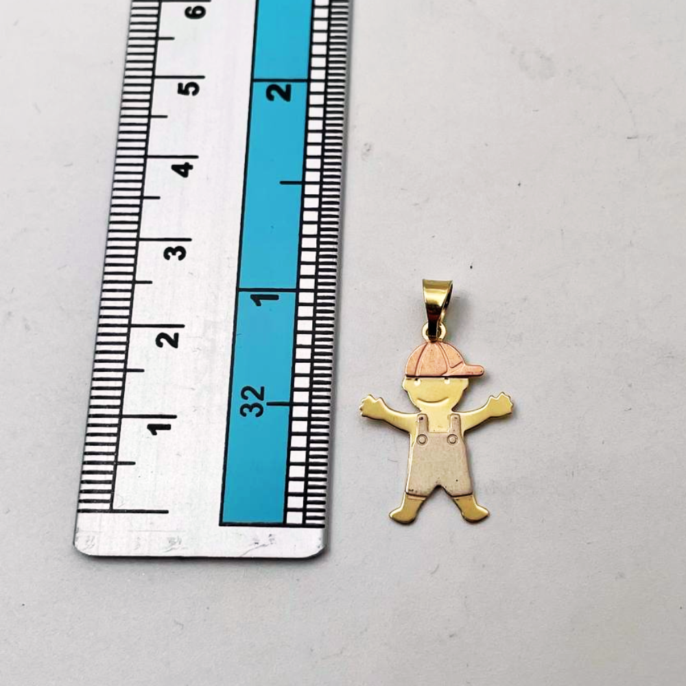 Little Boy Charm Pendant in 14K Tri-color Gold