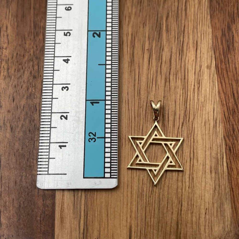 Star of David Double Outline Interwoven Pendant in 14K Gold